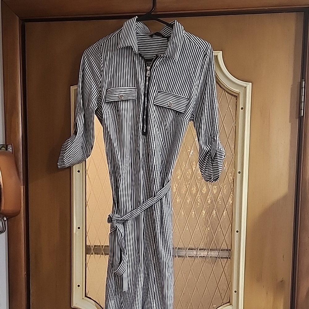 Striped Black and White Shirt Dress